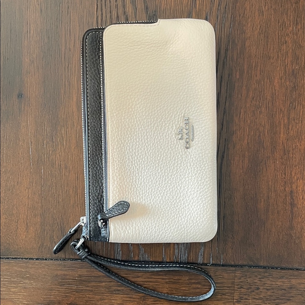 Coach Cream and Black Wristlet